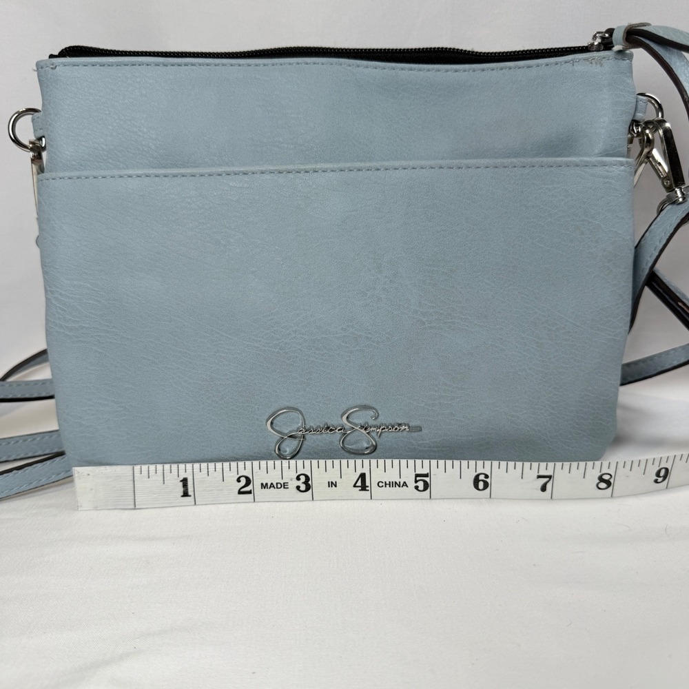 Jessica Simpson Crossbody Bag Womens Small Blue Cream Triple Zip Colorblock - Picture 9 of 11